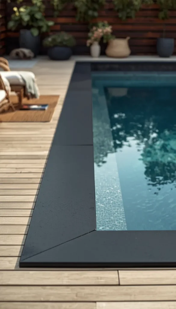 Modern Above Ground Pool With Black Steel Trim