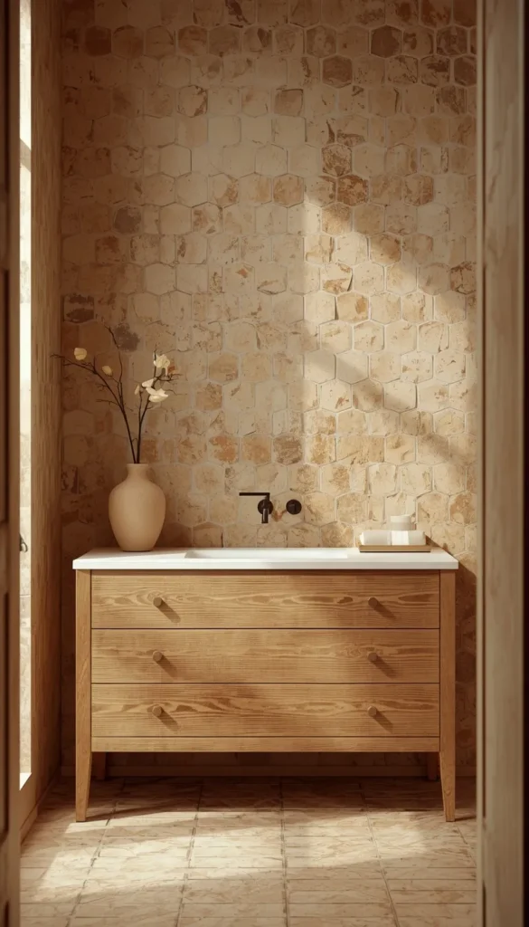 Rustic Modern White Oak with Zellige Tile Backsplash