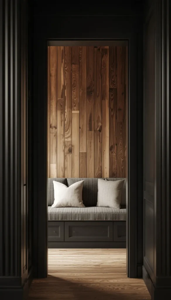 Design Four, Black Walls With A Single Wood Wall