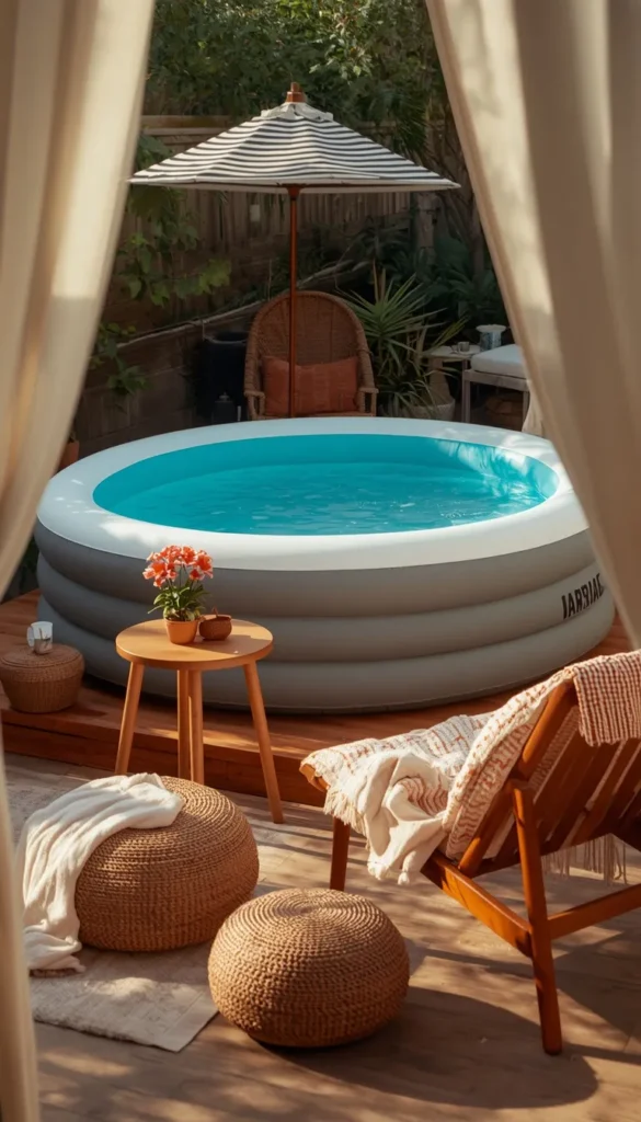 Inflatable Pool Styled Like a Resort Cabana