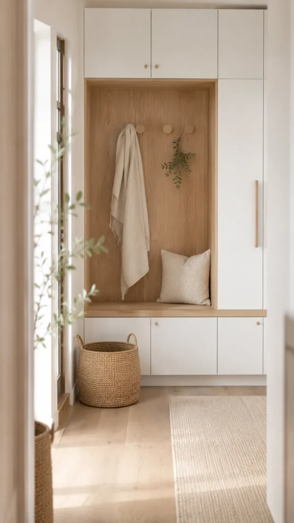 Scandinavian Minimalist Mudroom Look