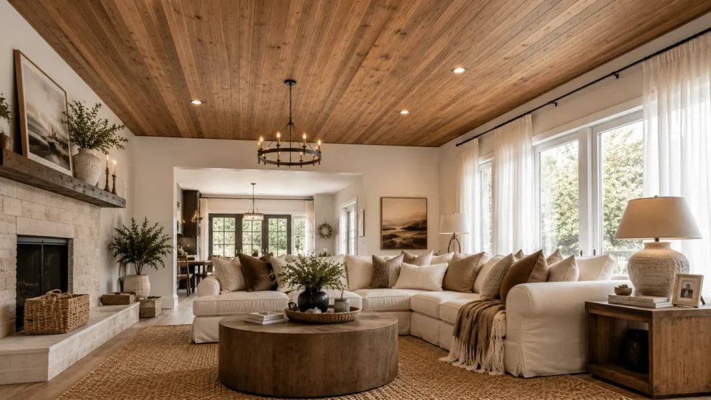 Mixed Wood And Paint Two Tone Ceiling