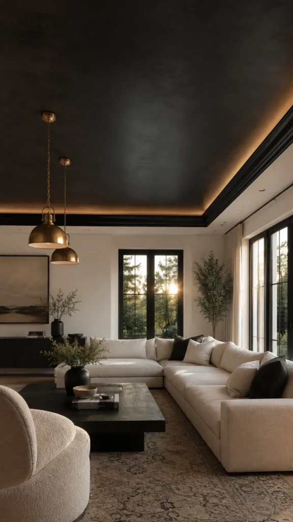 Black Ceiling Living Room