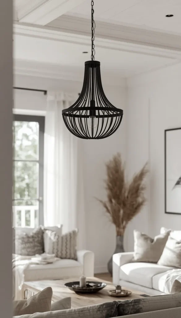Black Iron Chandelier for Bold Contrast