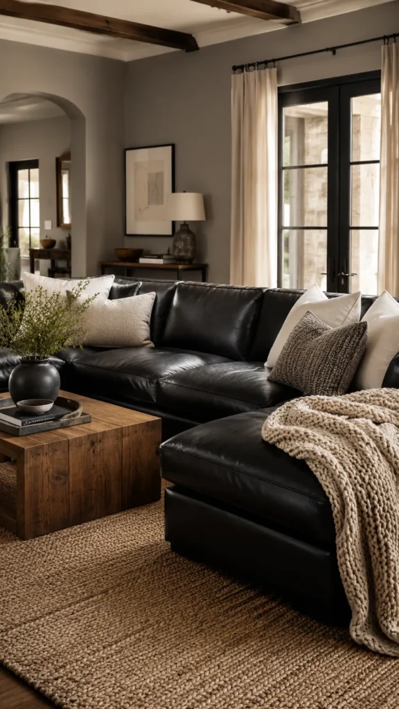 Black Sectional as the Anchor Piece