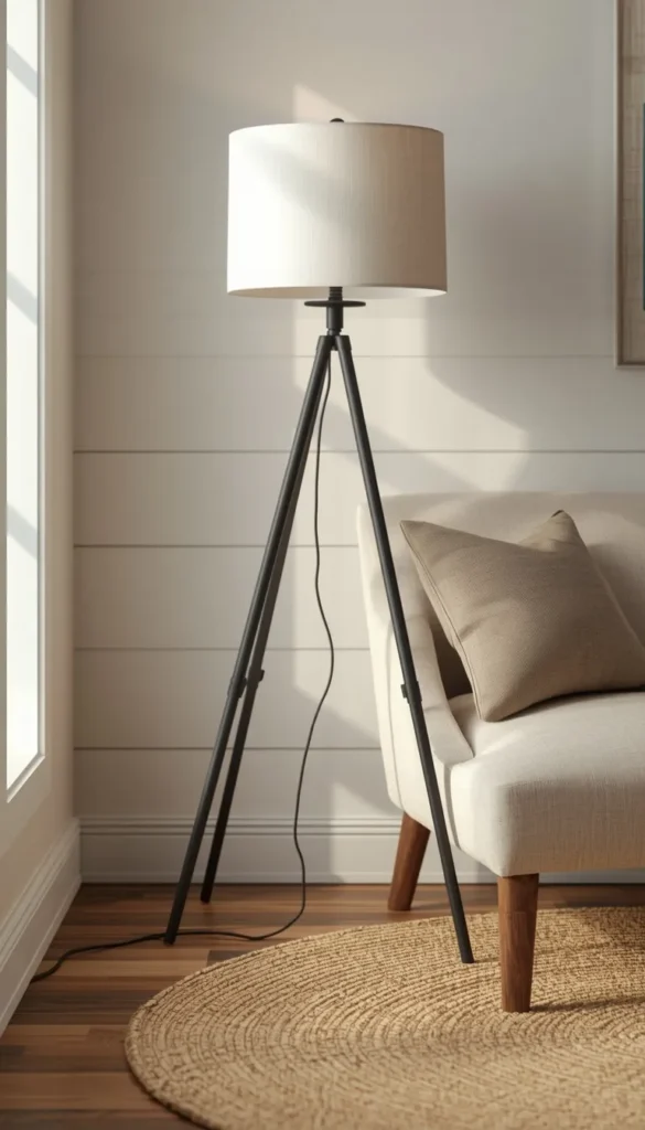 A Black Tripod Lamp for Farmhouse Warmth