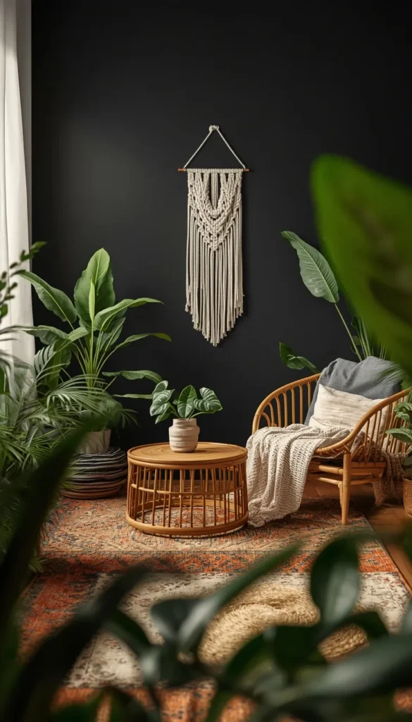 Boho Black Living Room