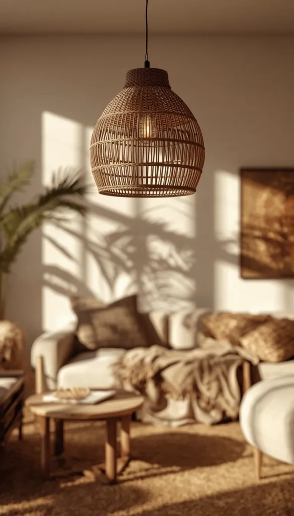 Boho Woven Rattan Pendant