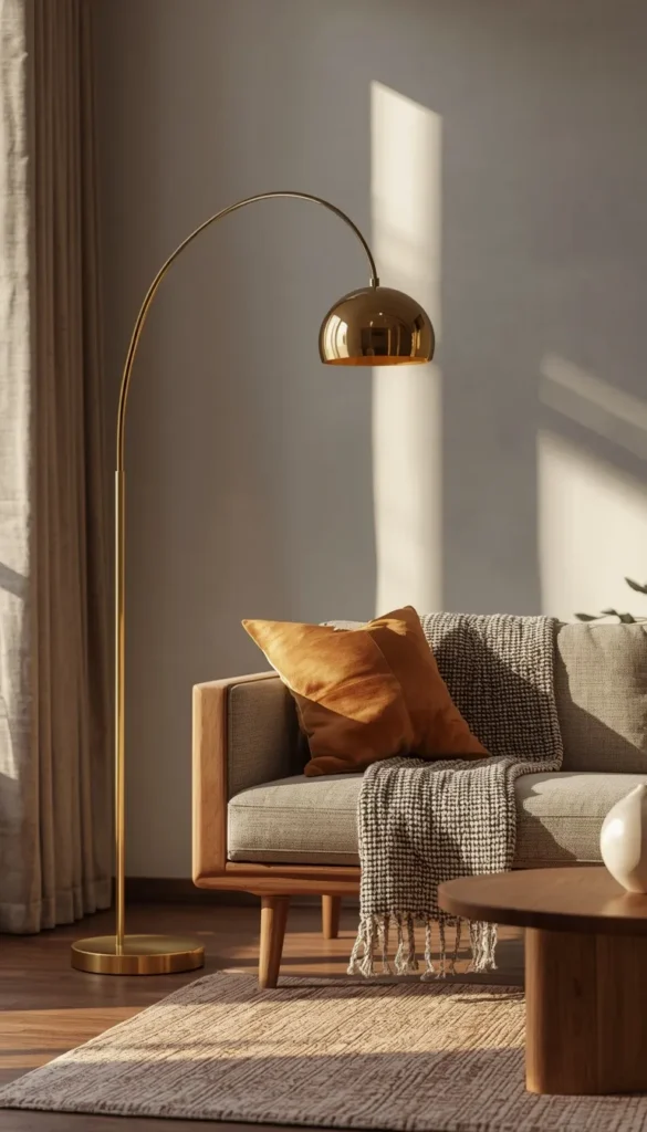 Brass Arc Lamp for Mid Century Glamour