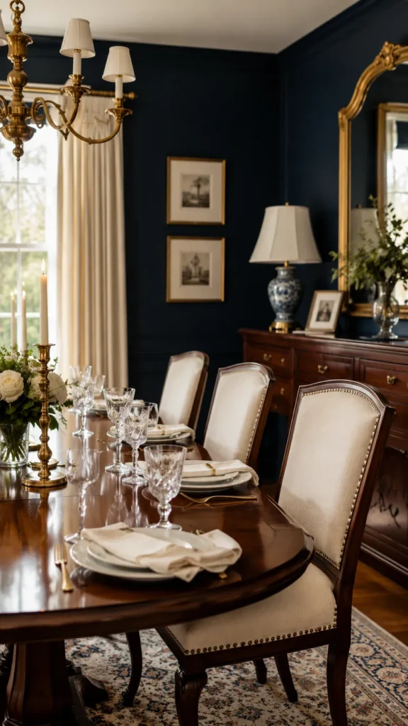 Classic Navy and Cream Dining Room
