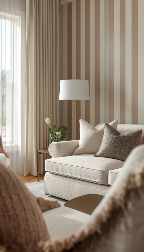 Classic Stripes for a Timeless Transitional Living Room
