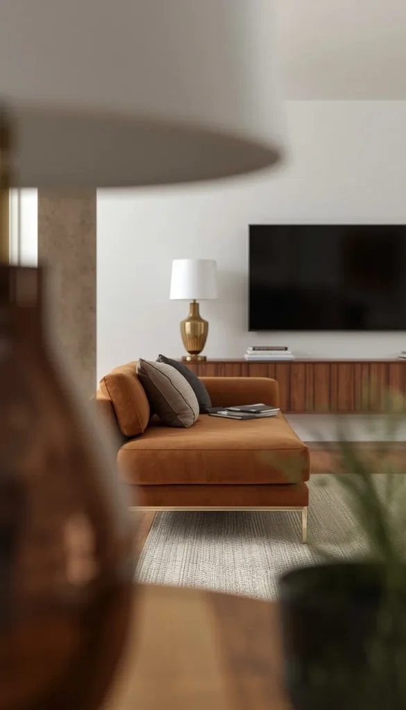 Floating Sofa With a Console Table Anchor