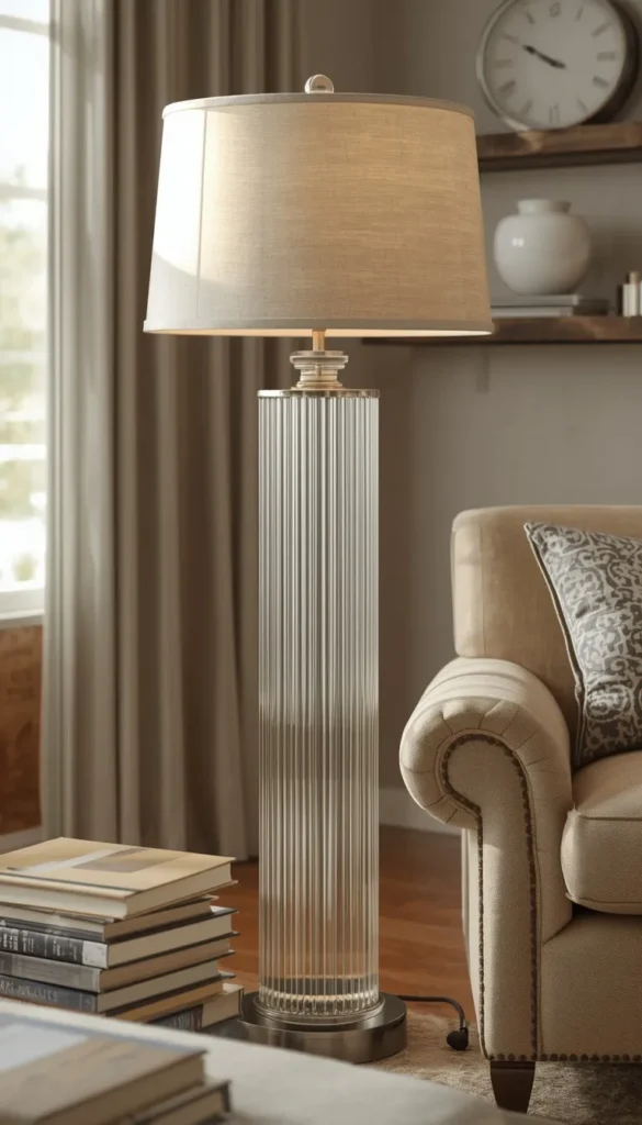 Fluted Glass Column Lamp for Transitional Elegance