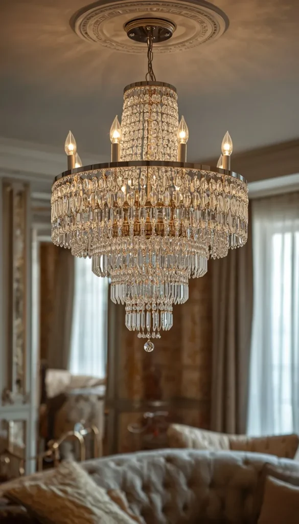 Glam Chandelier With Cascading Crystal or Beading