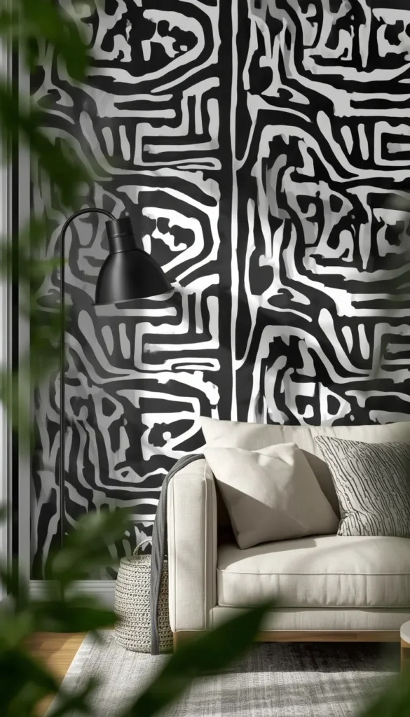 High Contrast Black and White Graphic Wallpaper
