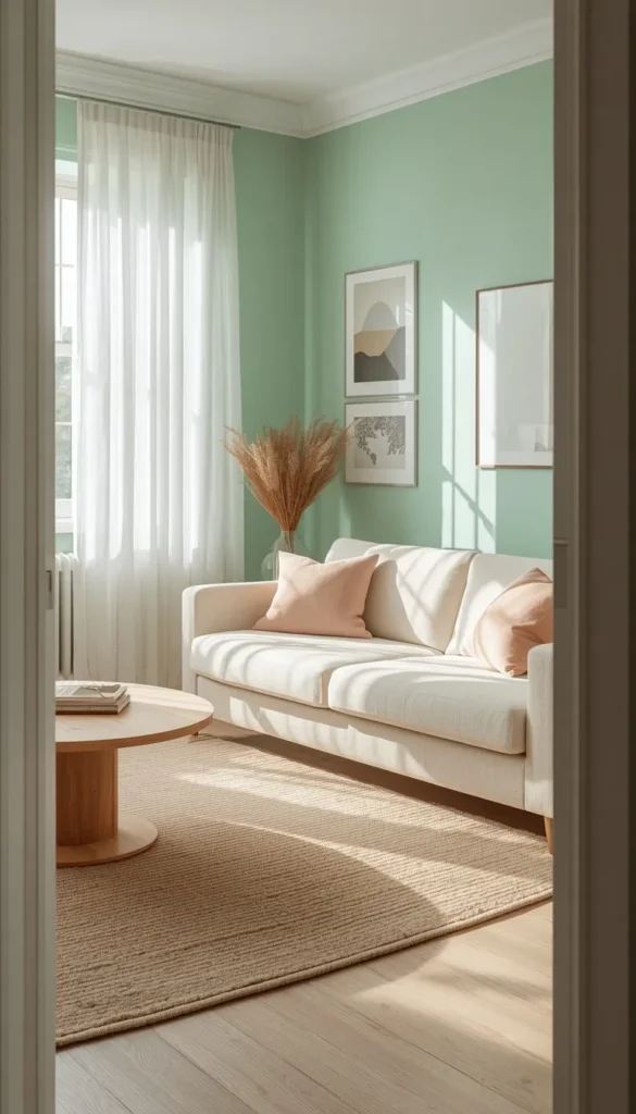 Light and Mint Green Living Room
