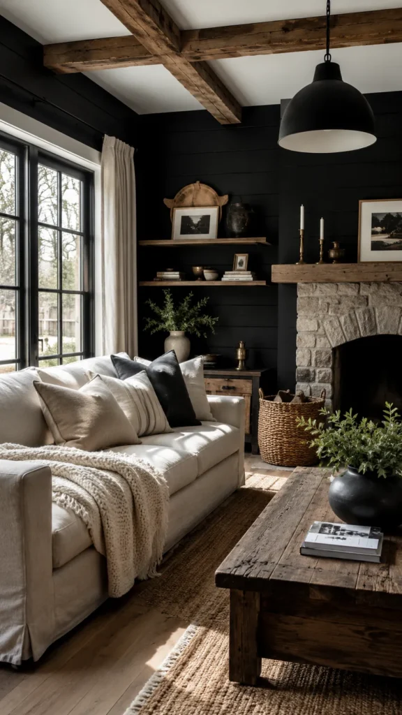 Modern Farmhouse Black Living Room