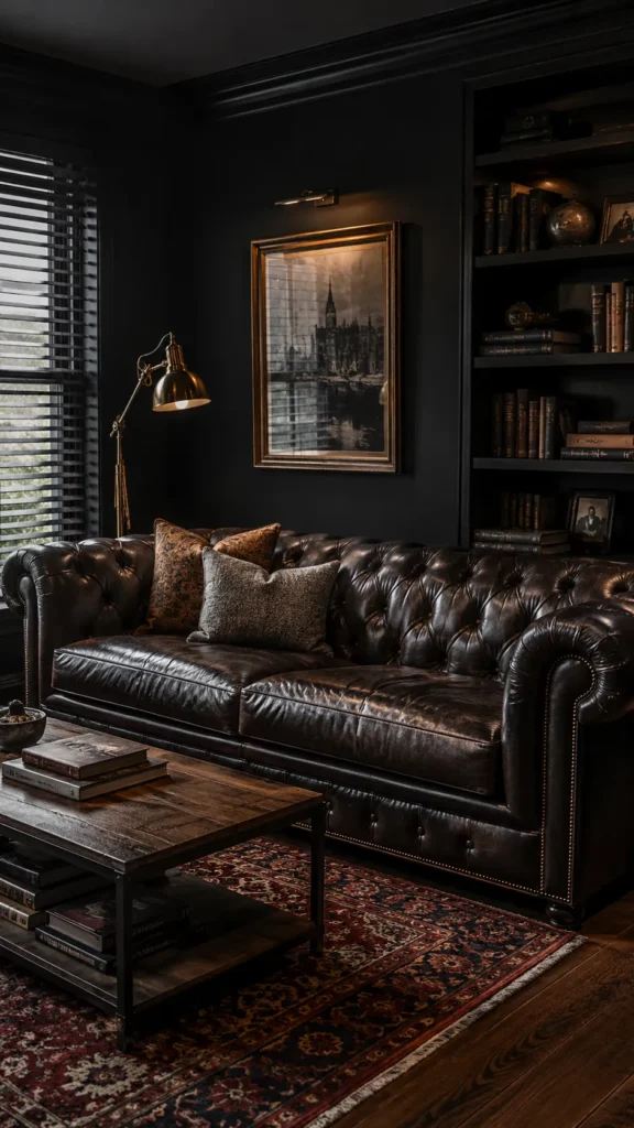 Moody Masculine Black Living Room