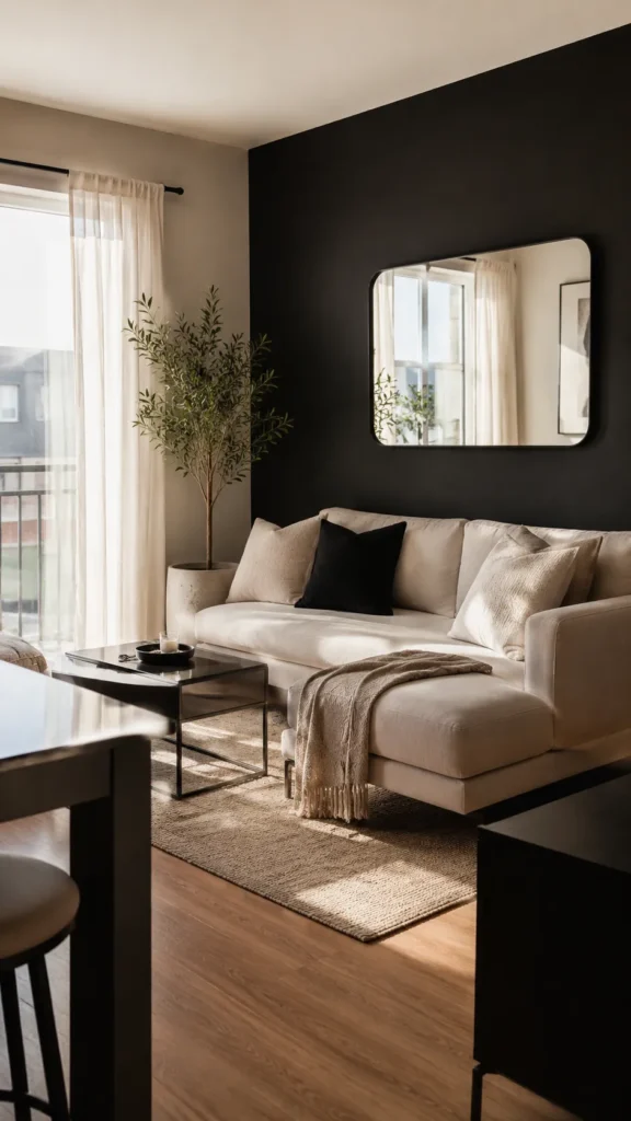 Small Apartment Black Living Room