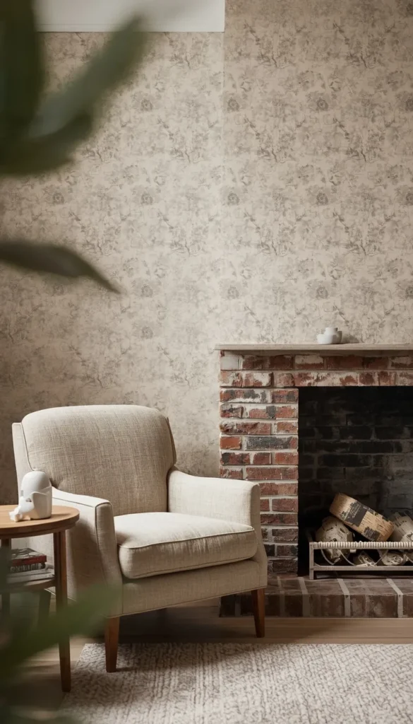 Soft Floral Wallpaper for a Traditional Living Room