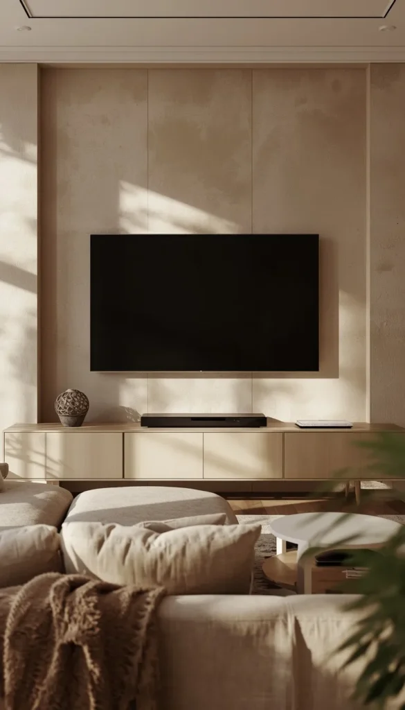 Try a Media Wall in Beige Tones