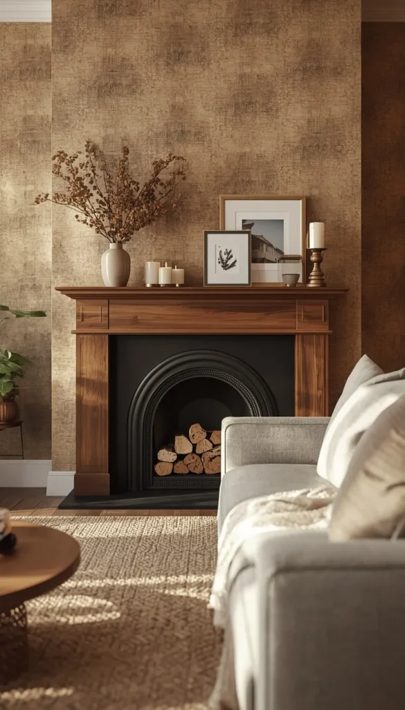 Wallpapering the Fireplace Wall for an Instant Focal Point