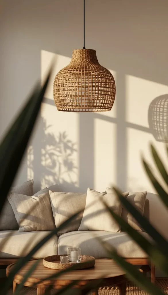 Add Texture with a Woven Rattan or Wicker Pendant
